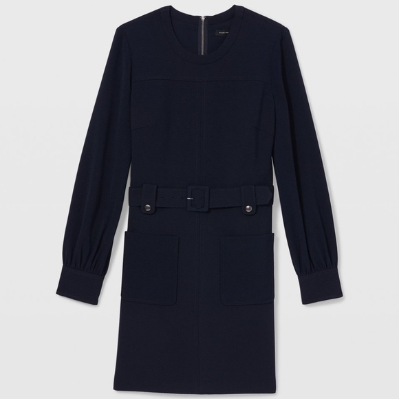 Long Sleeve Belted Pocket Dress - New With Tags - NEVER WORN - Navy - Picture 5 of 5